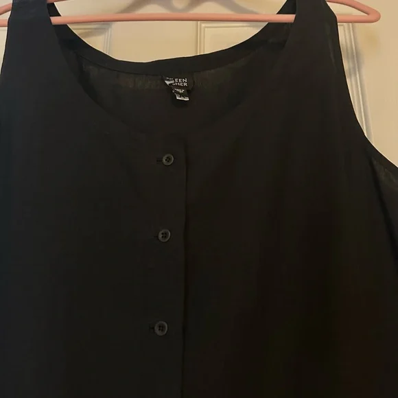 Eileen Fisher 100% linen Black Sleeveless Button-Down Dress - Picture 5 of 7